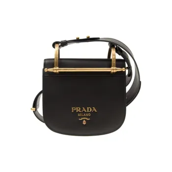 PRADA Cow Leather Shoulder Bag Crossbody Bag Women's Black