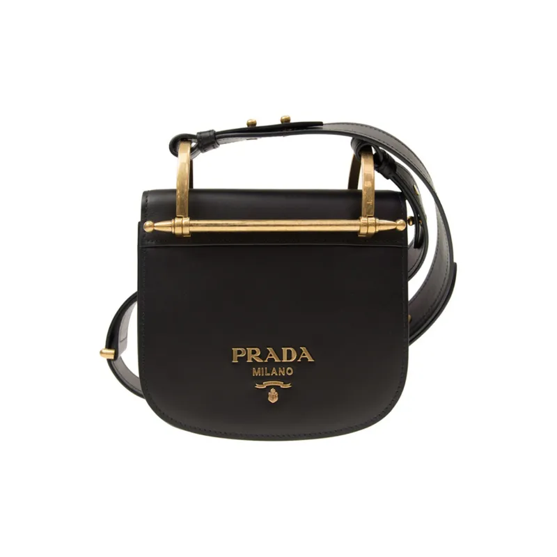 PRADA Cow Leather Shoulder Bag Crossbody Bag Women's Black-0
