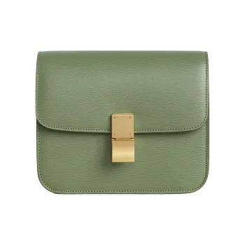 CELINE Classic Bo Cork Grain Cowhide Handbag, Crossbody Bag, Shoulder Bag Women's Light Khaki Green