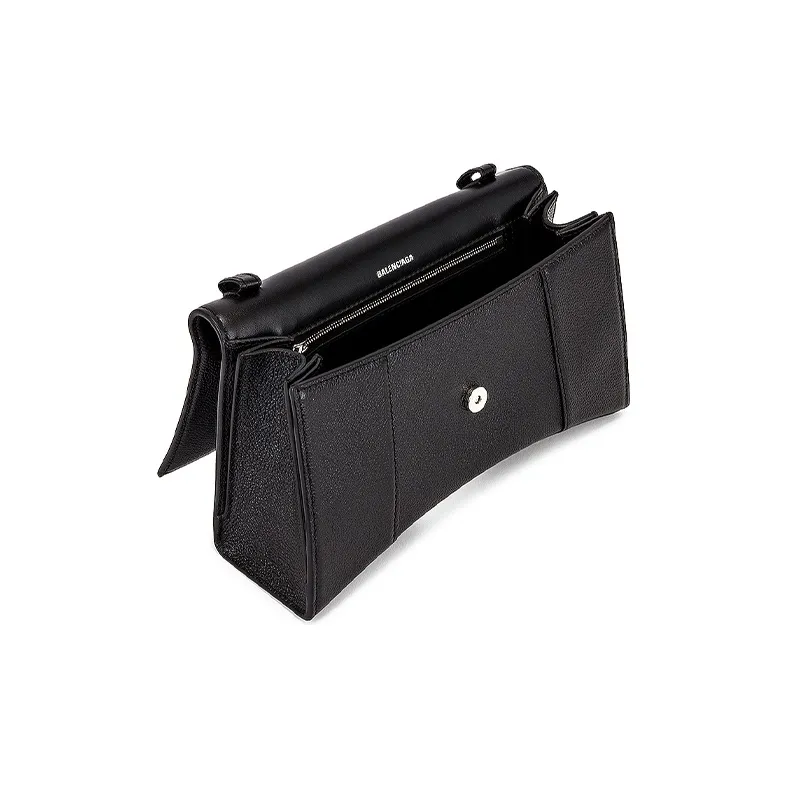 Balenciaga Hourglass Grained Calfskin Hourglass Bag Handbag Small Size Women's Black-4