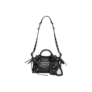 Balenciaga Women's XS Neo Cagole Arena Lambskin Handbag Black