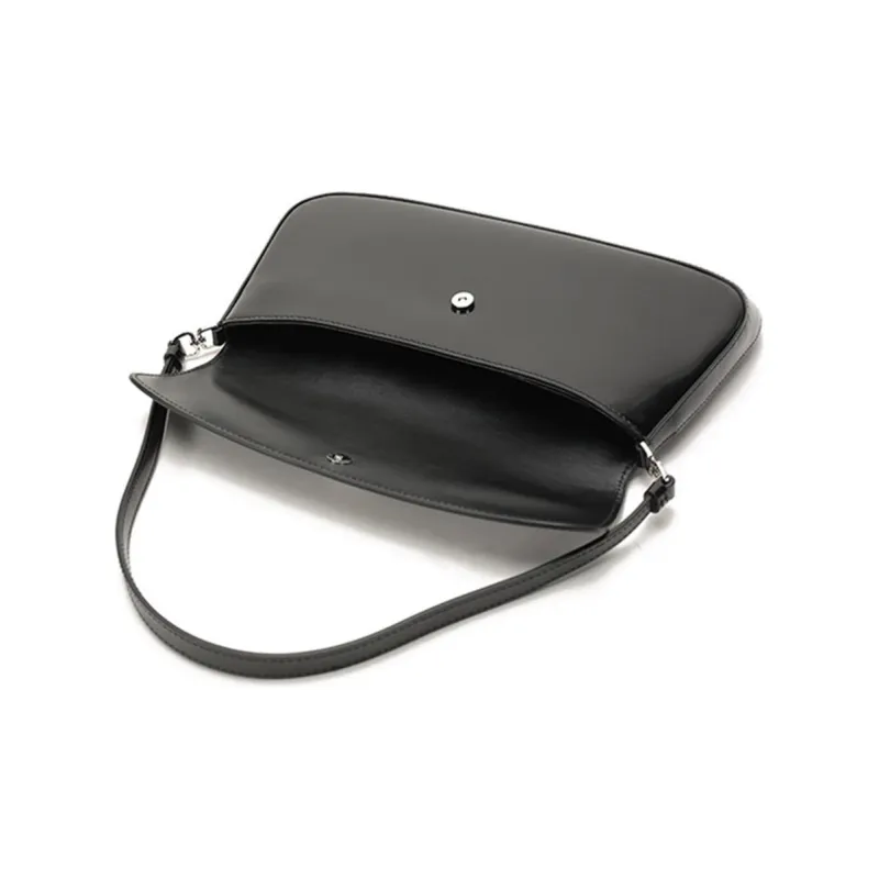 PRADA Leather Shoulder Bag Handbag Shoulder Bag Women's Black-5