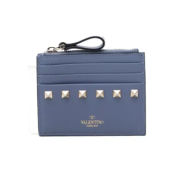 Valentino Leather Coin Purses Card Holders Regular Women's Gray Blue