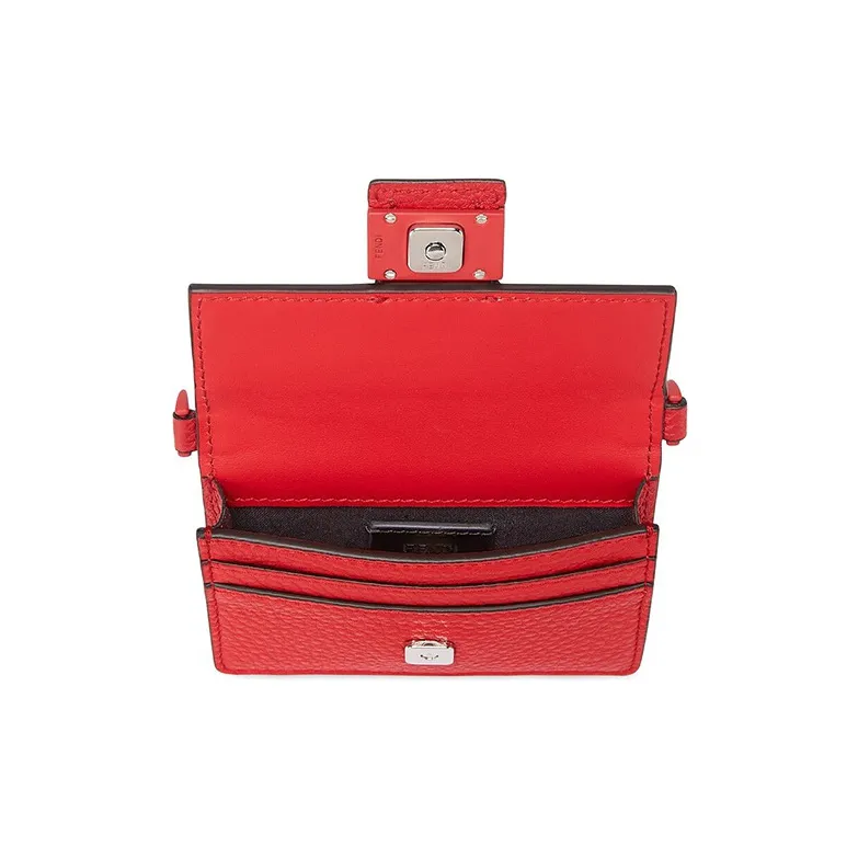 FENDI Baguette Calfskin Necklace Pouch, Shoulder Bag, Crossbody Bag, Clutch Mini Men's Red-2