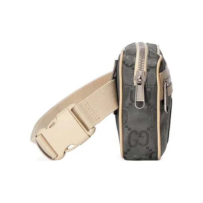 GUCCI Nylon With Leather Sling Bag Fanny Pack Unisex Dark Gray-3