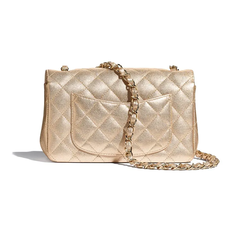 CHANEL Lambskin & Metal Flap Bag, Crossbody Bag, Shoulder Bag Women's Metallic-1