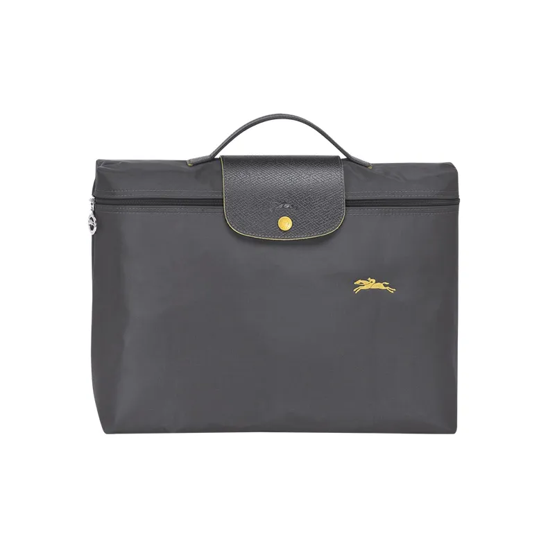 LONGCHAMP Le Pliage Club Large Cow Leather Trim Handbags Briefcases Small Size Unisex Metal Gray-0