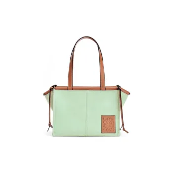 LOEWE Cushion Tote Canvas With Calfskin Tote Bag Shopping Bag Shoulder Bag Handbag Women's Light Green