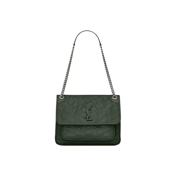 SAINT LAURENT Niki Cow Leather Hobo Bag Crossbody Bag Shoulder Bag Women's Dark Green-0