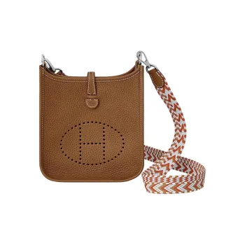 HERMES Evelyne Cow Leather Crossbody Bags Shoulder Bags Mini Women's Gold Brown