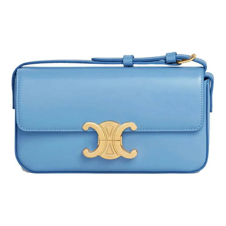 CELINE Triomphe Cow Leather Shoulder Bag Handbags Shoulder Bag Crossbody Bag Women's Sky Blue-0