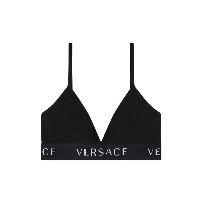 VERSACE Logo band Soft Triangle Bra-0