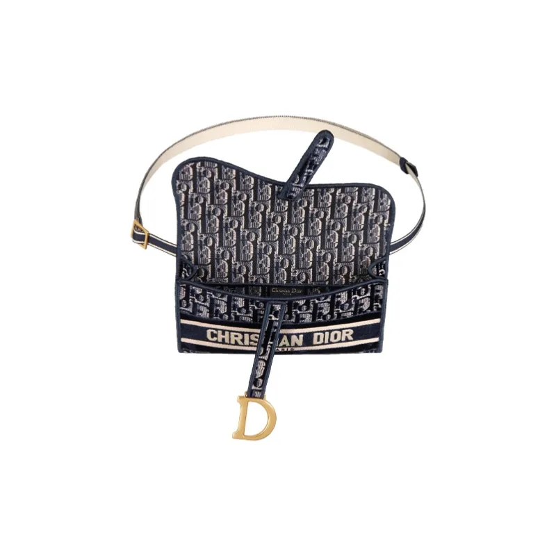 DIOR Saddle Velvet Saddle Bag Clutch Crossbody Bag Fanny Pack Women's Blue-2