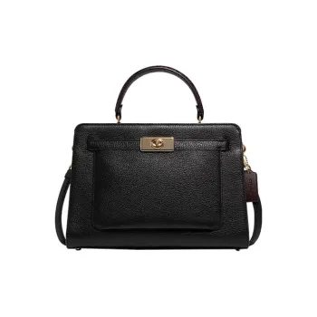 COACH Lane Leather One Shoulder Handbag, Crossbody Bag Large Size Women's Black