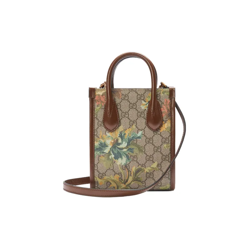 GUCCI Canvas Tote Bag Shopping Bag Shoulder Bag Crossbody Bag Handbag Mini Women's Beige/Ebony-2