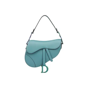 DIOR Saddle Cow Leather Handbag Women's Sky Blue