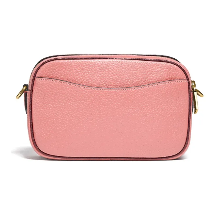 COACH Willow Pebbled Leather Camera Bag Shoulder Bag Crossbody Bag Women's Brass With Candy Pink Multicolor-2