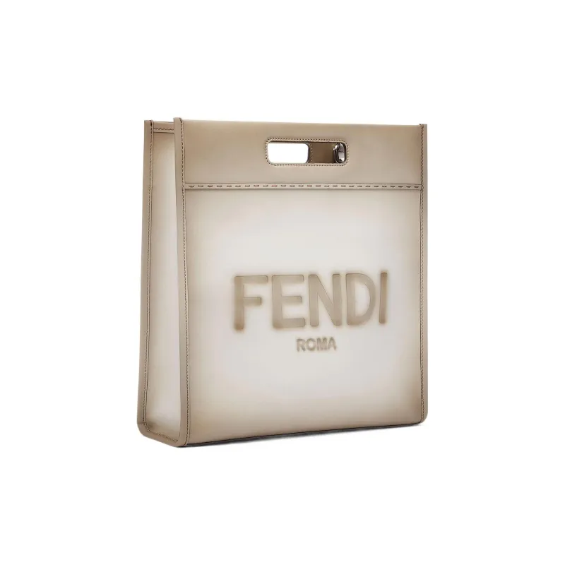 FENDI Cow Leather Handbag Clutch Men's Light Gray/Gradient Color Changing-2