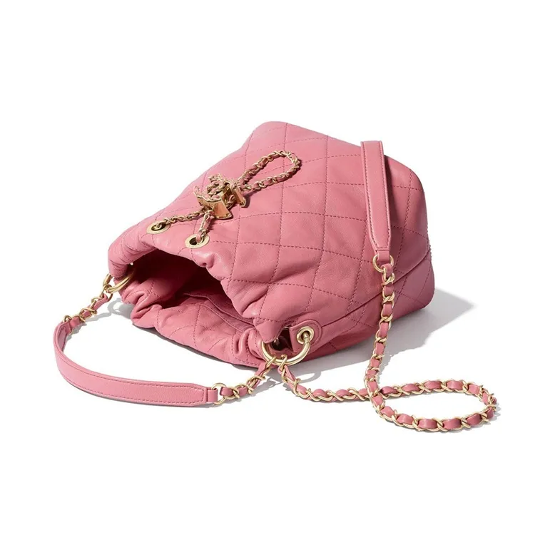 CHANEL Lambskin Bucket Bag, Handbag, Shoulder Bag, Crossbody Bag Women's Pink-2