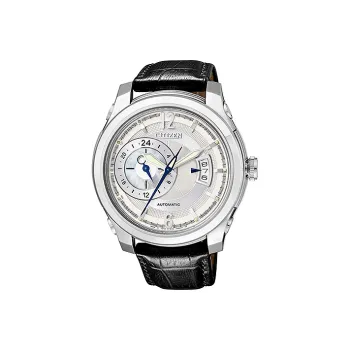 CITIZEN Automatic Mechanical Movement Leather Cow Leather Strap Watch Men's Watches White Dial