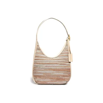 COACH Ergo Leather Hobo Bag Crescent Bag Shoulder Bag Crossbody Bag Handbag Medium Size Women's Beige Mixed Color