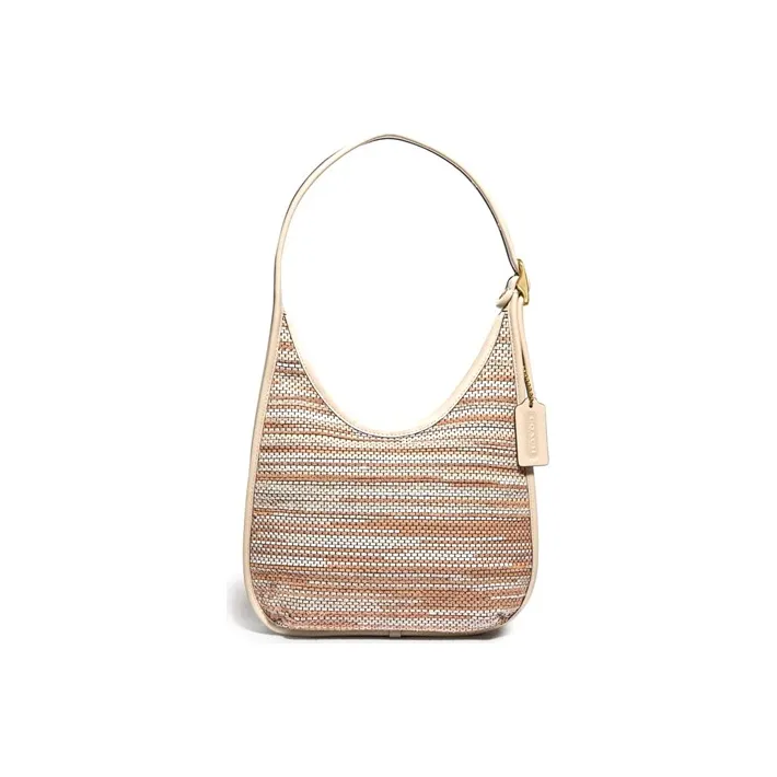 COACH Ergo Leather Hobo Bag Crescent Bag Shoulder Bag Crossbody Bag Handbag Medium Size Women's Beige Mixed Color-0