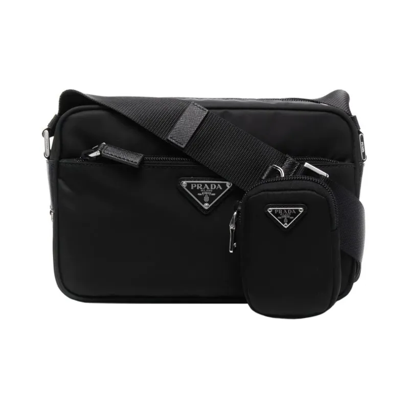 PRADA Nylon With Saffiano Leather Trim 2 in 1 Combo Bag, Shoulder Bag, Crossbody Bag Women's Black-0