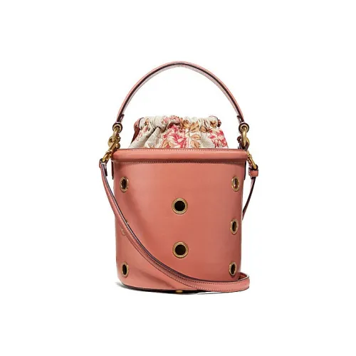 COACH DrawstringBucket Cow Leather Handbag Crossbody Bag Small Size Women's Pink