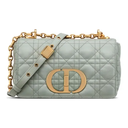 DIOR Caro Soft Cow Leather Handbag Shoulder Bag Crossbody Bag Small Size Women's Gray