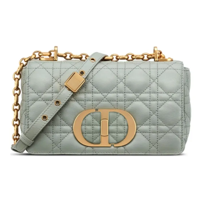 DIOR Caro Soft Cow Leather Handbag Shoulder Bag Crossbody Bag Small Size Women's Gray-0