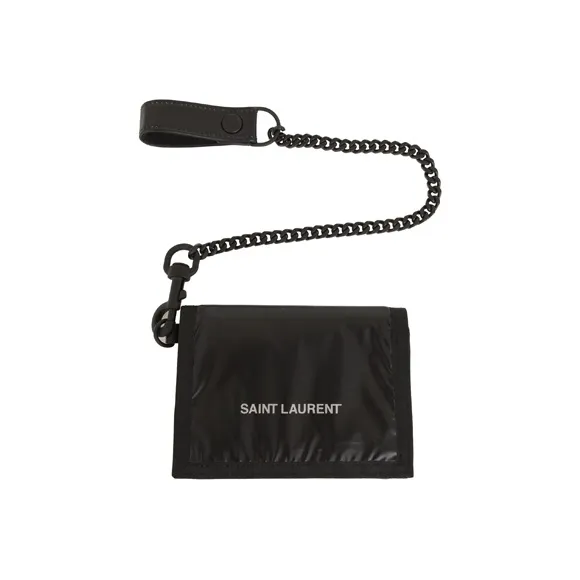 SAINT LAURENT Polyester Coin Pocket Chain Element Wallet Regular Unisex Black-1