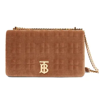 Burberry Lola Lola Bag Velour Shoulder Bag Crossbody Bag Medium Size Women's Tawny