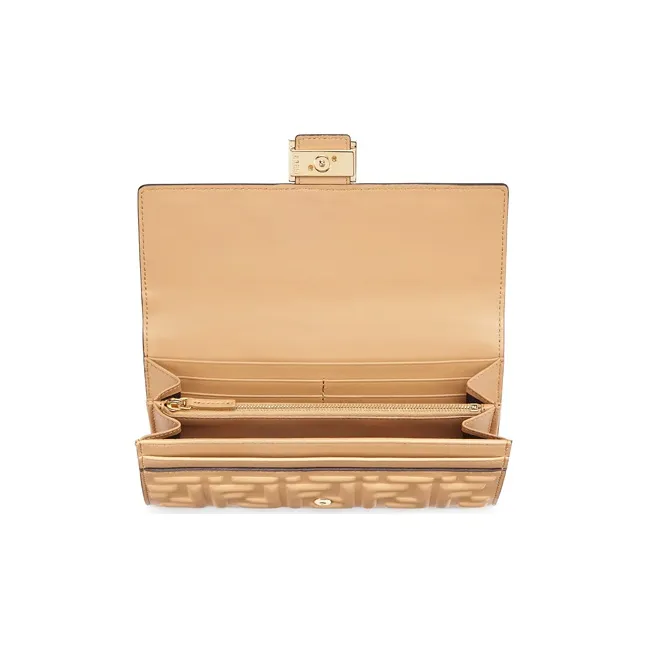 FENDI Baguette Nappa Leather Baguette Bag Wallet Women's Beige-2