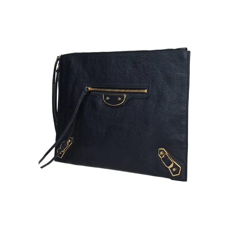 Balenciaga Leather Handbag Biker Clutch Unisex Blue-1