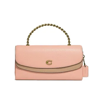 COACH Blair Cow Leather Shoulder Bag, Crossbody Bag, Handbag Women's Pink Brown Contrast Color