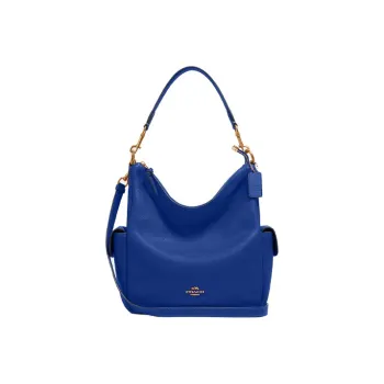 COACH Pennie Leather Shoulder Bag Large Size Women's Royal Blue