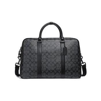 COACH Canvas With Leather Suitcase Laptop Bag Storage Travel Bag Handbag Tubas Men's Charcoal Black Monogram