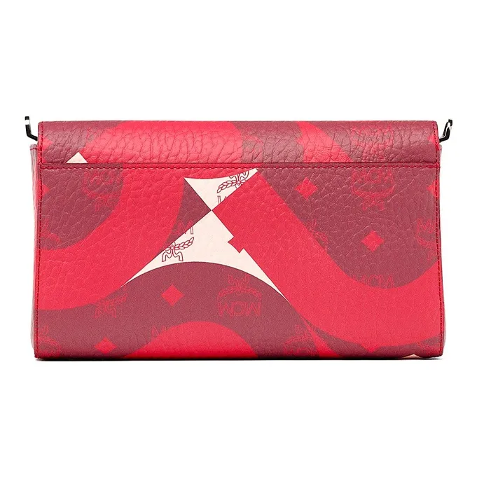 MCM Millie Visetos Coated Canvas With Nappa Leather Shoulder Bag Crossbody Bag Medium Size Women's Red-1