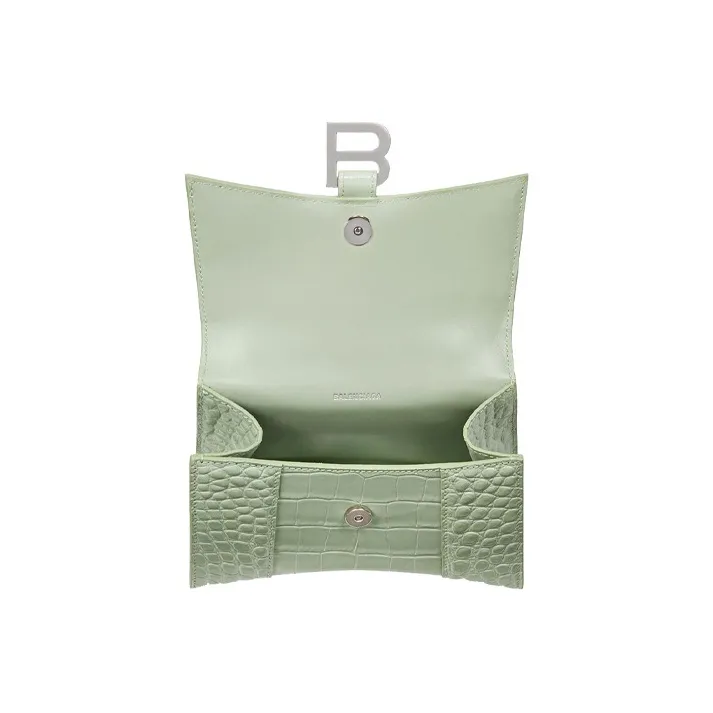 Balenciaga Hourglass Cow Leather Portable Crossbody Bag Shoulder Bag Women's Grass Green-3