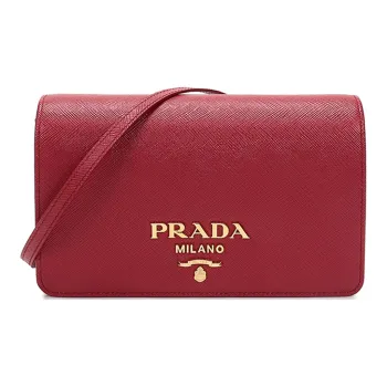 PRADA Leather Crossbody Bag Shoulder Bag Mini Women's Red
