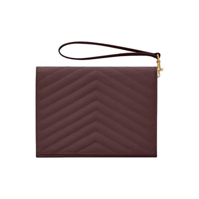 SAINT LAURENT Monogram Cow Leather Handbags Clutches Women's Brown-1