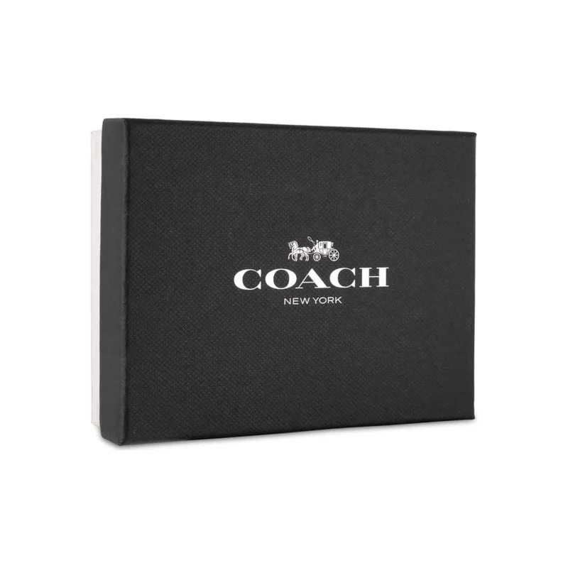 COACH Billfold Wallet Cowhide Leather Material Wallet Women's Brown Red-2