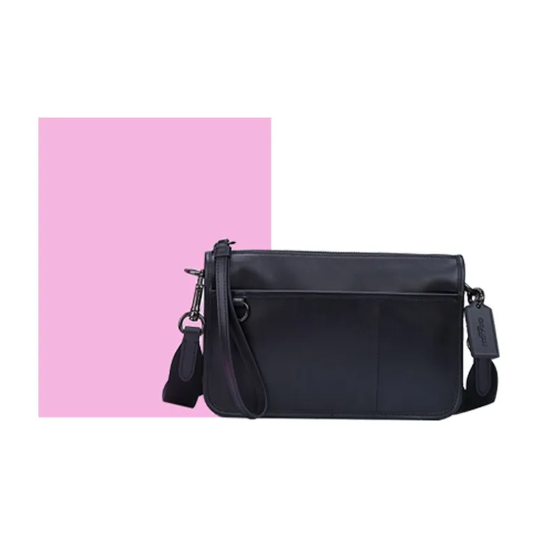 COACH Heritage Cow Leather Crossbody Bag, Shoulder Bag Men's Black-5