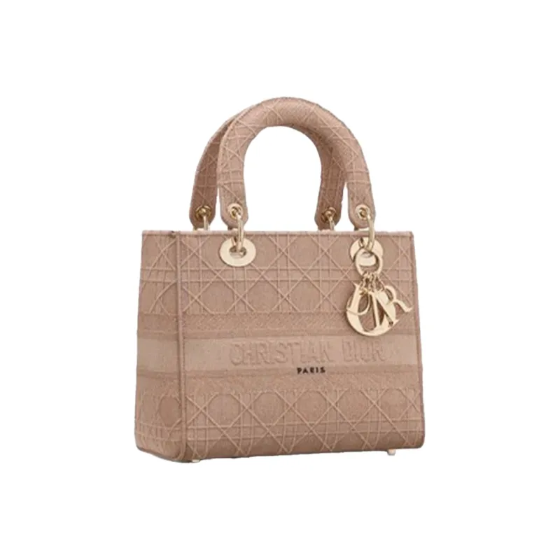 DIOR Lady D-Lite Canvas Dior Bag Shoulder Bag Handbag Medium Size Women's Pink Candy Color-1