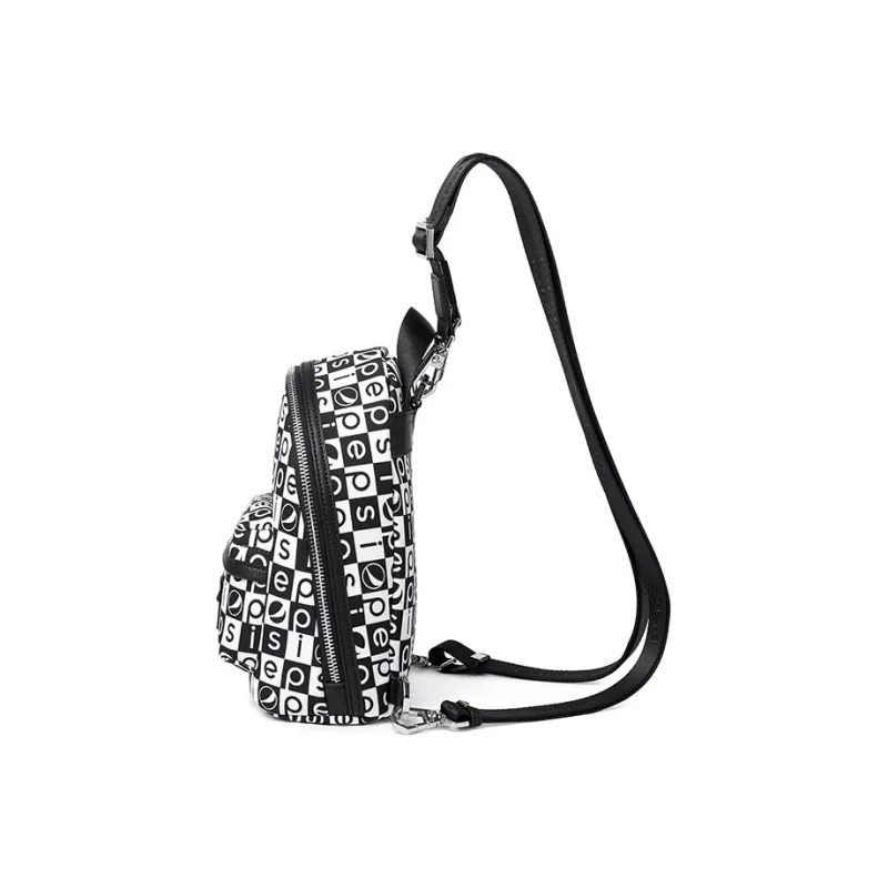 Pepsi Polyester Cotton Blend Backpack Regular Women's Black White-3