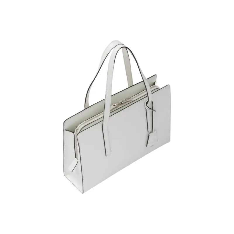 PRADA Re Edition Shiny Leather One Shoulder Handbag Tote Medium Size Women's White-1