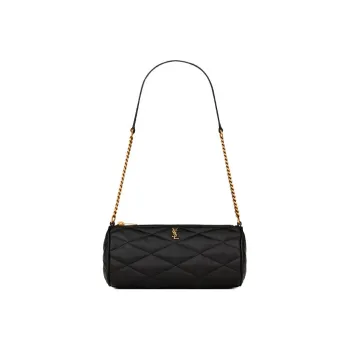 SAINT LAURENT Lambskin Cylinder Bag Shoulder Bag Women's Black