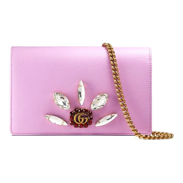 GUCCI Leather Wallet Crossbody Bag Shoulder Bag Mini Women's Pink Purple-0