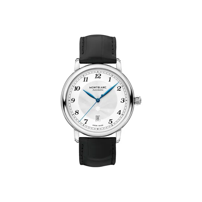 MONTBLANC Automatic Mechanical Movement Men's Watches Watch 42mm White Dial Stainless Steel Case Leather Strap-0