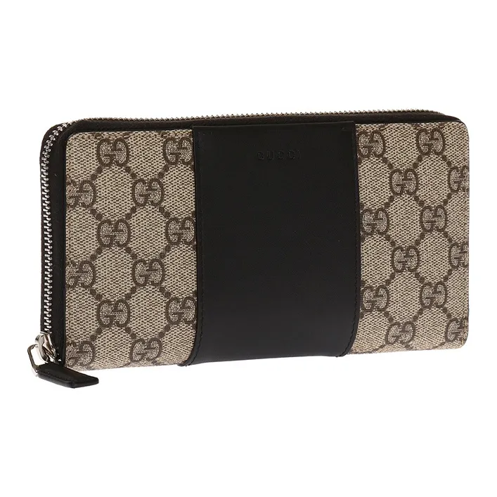 GUCCI Canvas With Leather Wallet Men's Ebony/Black-1